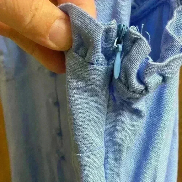 Deluc June Mini Dress in Light Blue Size Large with Adjustable Tie Straps - Picture 5 of 7